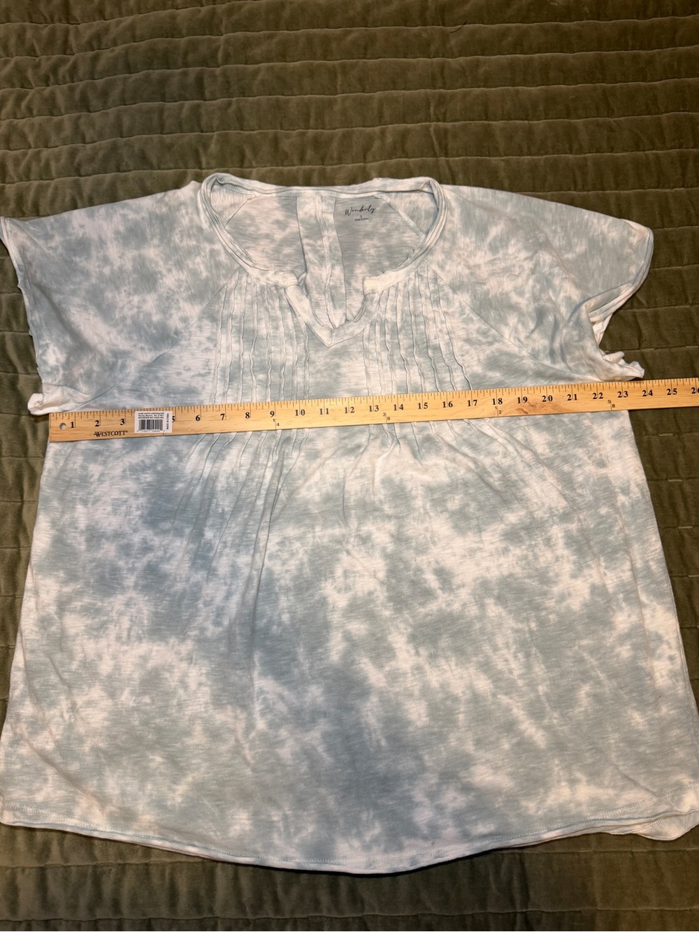Wonderly Women’s Tie-Dye Pintuck Short Sleeve Top, Sz.L - Picture 10 of 13